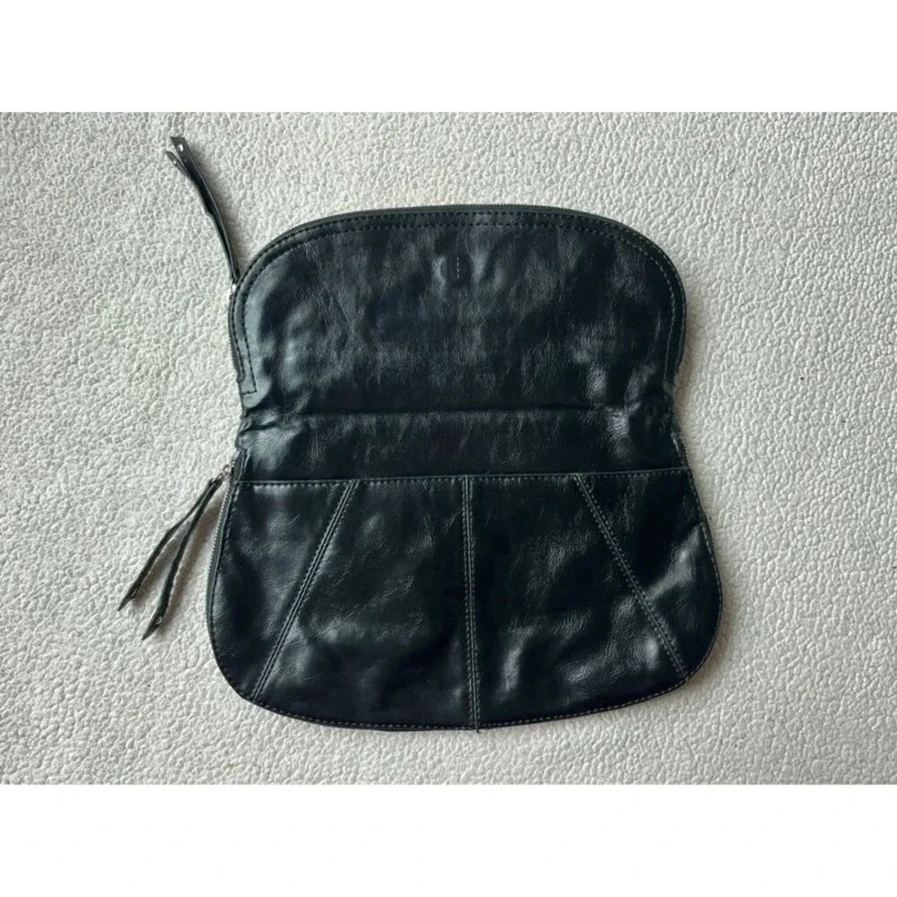 Vintage 90s Nine West Black Leather Clutch Bag